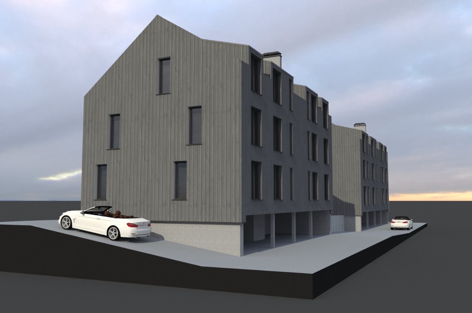 Dārtas namu arhitektūras modelis — skats 1
