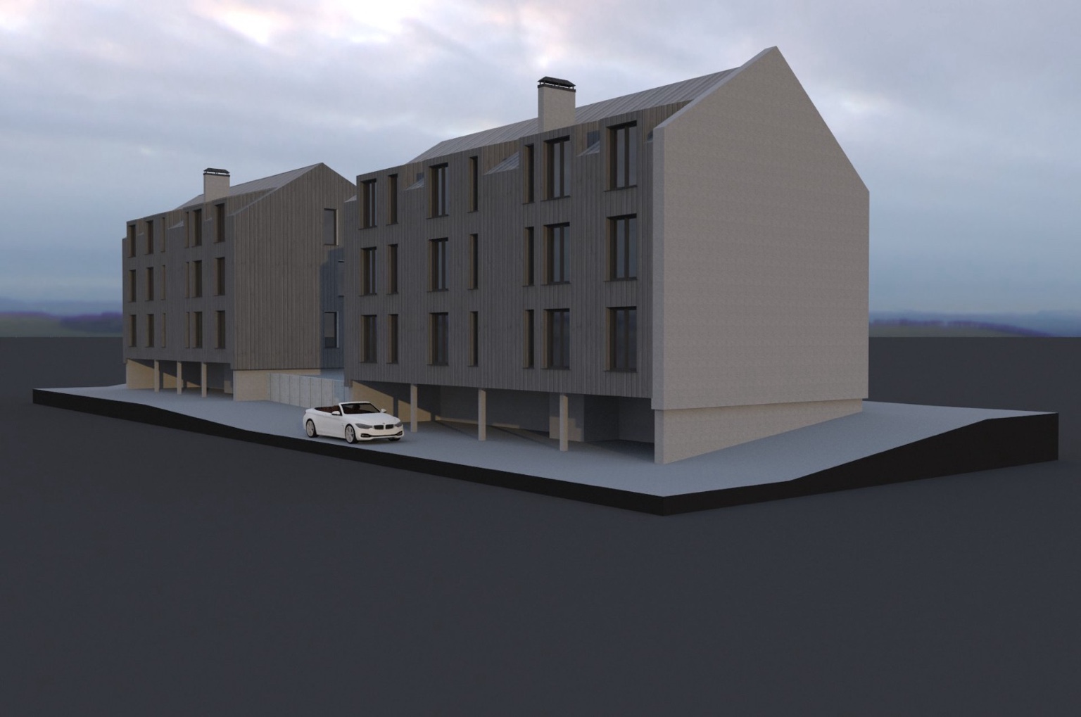 Dārtas namu arhitektūras modelis — skats 3